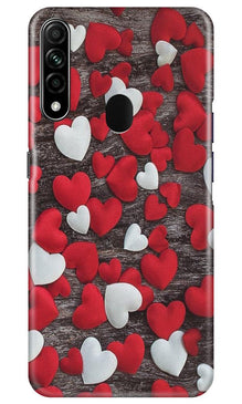 Red White Hearts Mobile Back Case for Oppo A31  (Design - 105)