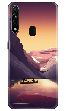 Mountains Boat Mobile Back Case for Oppo A31 (Design - 181)