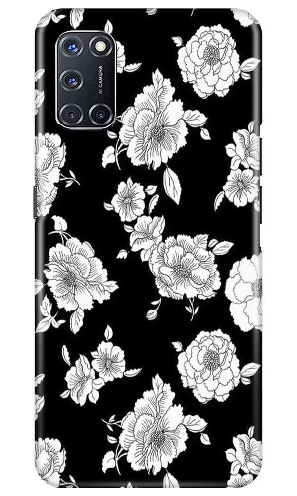 White flowers Black Background Case for Oppo A52