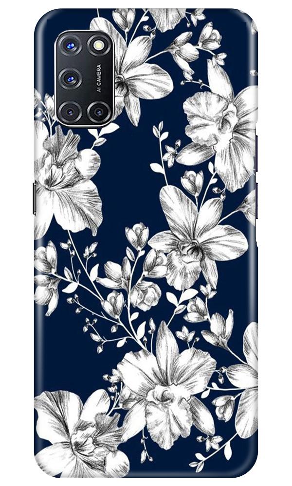 White flowers Blue Background Case for Oppo A52