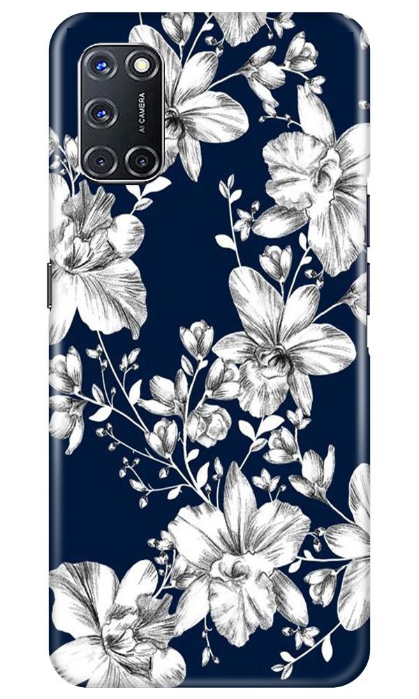 White flowers Blue Background Case for Oppo A72