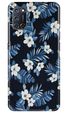 White flowers Blue Background2 Mobile Back Case for Oppo A52 (Design - 15)