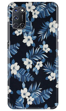 White flowers Blue Background2 Mobile Back Case for Oppo A72 (Design - 15)
