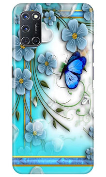 Blue Butterfly Mobile Back Case for Oppo A92 (Design - 21)