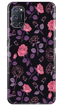 Rose Black Background Mobile Back Case for Oppo A52 (Design - 27)