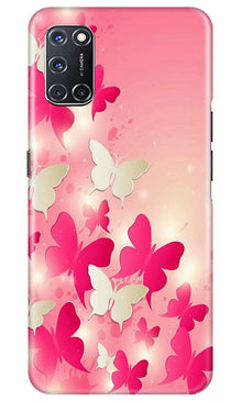 White Pick Butterflies Mobile Back Case for Oppo A72 (Design - 28)