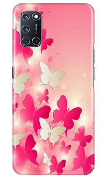 White Pick Butterflies Mobile Back Case for Oppo A52 (Design - 28)