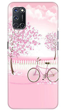 Pink Flowers Cycle Mobile Back Case for Oppo A52  (Design - 102)
