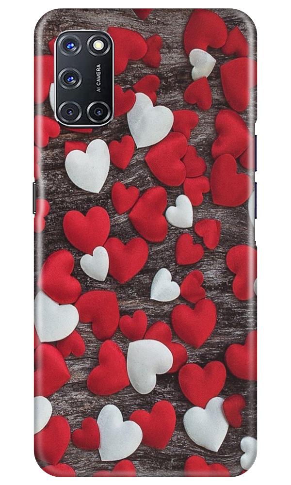 Red White Hearts Case for Oppo A72  (Design - 105)