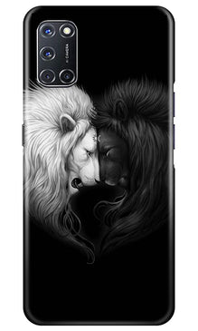 Dark White Lion Mobile Back Case for Oppo A52  (Design - 140)