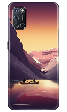 Mountains Boat Mobile Back Case for Oppo A52 (Design - 181)