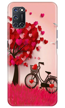 Red Heart Cycle Mobile Back Case for Oppo A52 (Design - 222)