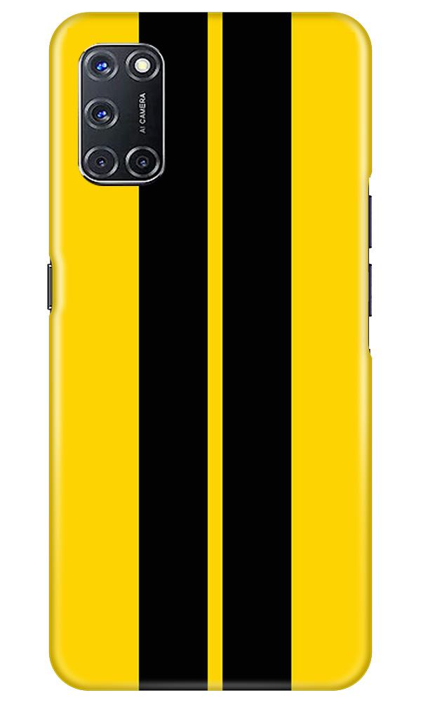 Black Yellow Pattern Mobile Back Case for Oppo A52 (Design - 377)