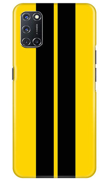 Black Yellow Pattern Mobile Back Case for Oppo A52 (Design - 377)