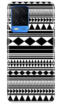 Black white Pattern Mobile Back Case for Oppo A54 (Design - 5)