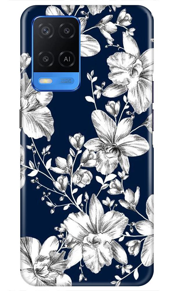 White flowers Blue Background Case for Oppo A54