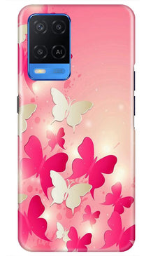 White Pick Butterflies Mobile Back Case for Oppo A54 (Design - 28)