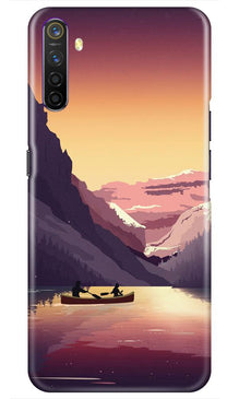 Mountains Boat Mobile Back Case for Oppo A54 (Design - 181)