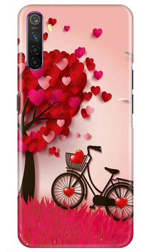 Red Heart Cycle Mobile Back Case for Oppo A54 (Design - 222)