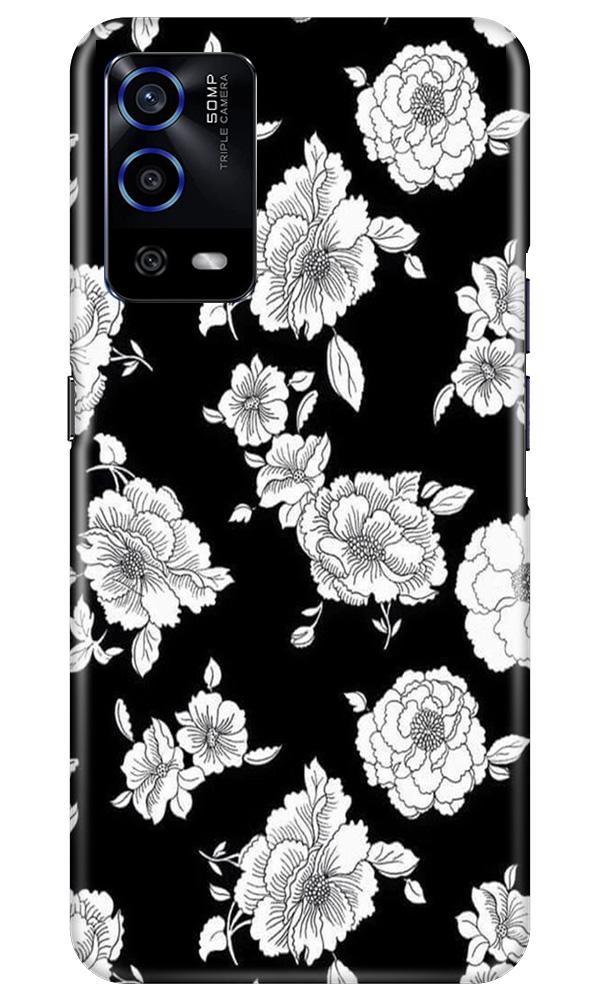 White flowers Black Background Case for Oppo A55