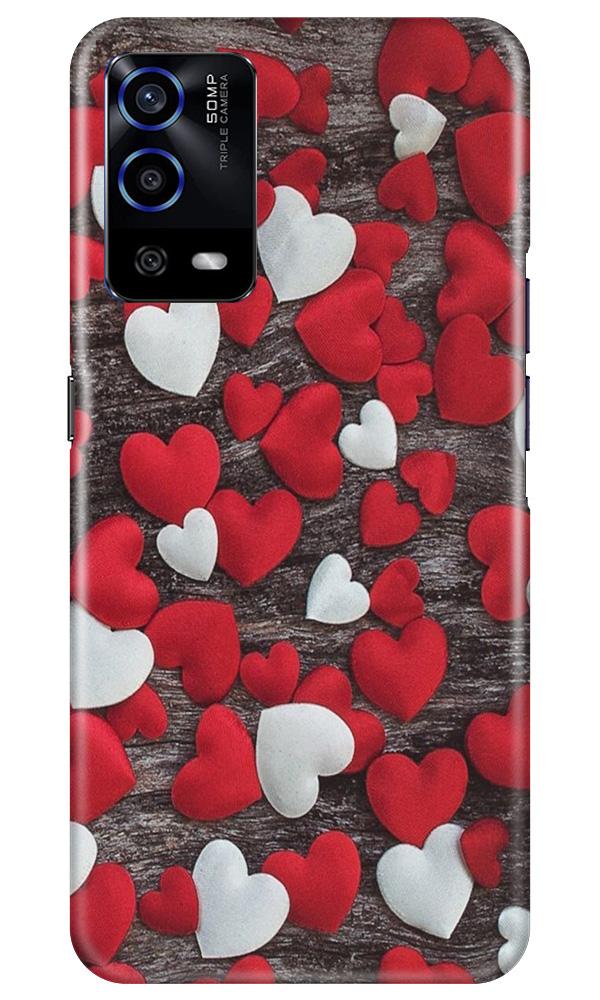 Red White Hearts Case for Oppo A55  (Design - 105)