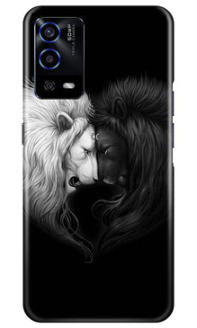 Dark White Lion Mobile Back Case for Oppo A55  (Design - 140)