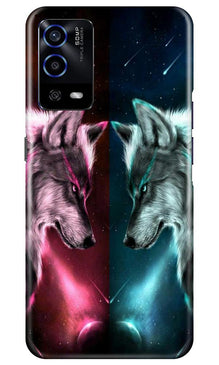 Wolf fight Mobile Back Case for Oppo A55 (Design - 221)