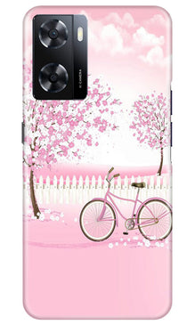 Pink Flowers Cycle Mobile Back Case for Oppo A57  (Design - 102)