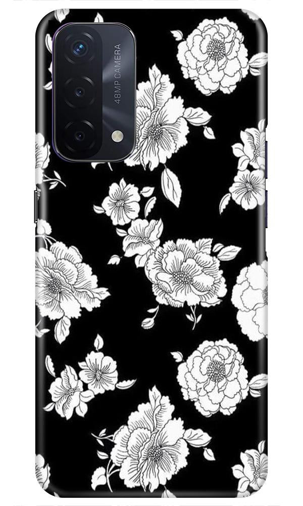 White flowers Black Background Case for Oppo A74 5G