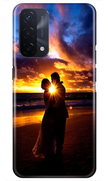 Couple Sea shore Mobile Back Case for Oppo A74 5G (Design - 13)
