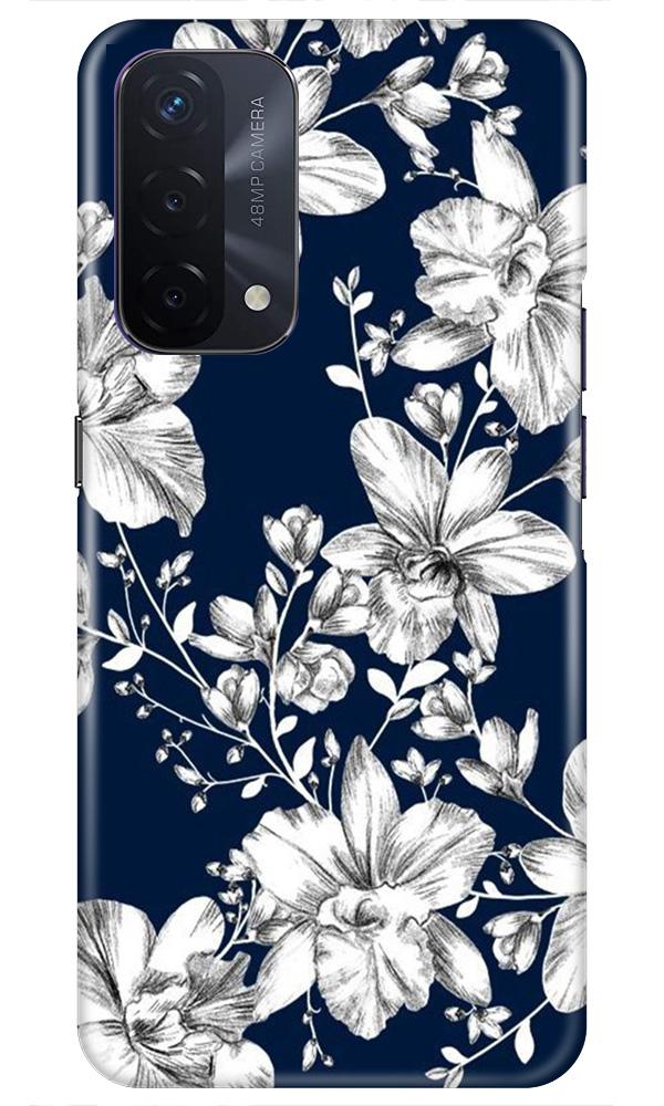 White flowers Blue Background Case for Oppo A74 5G