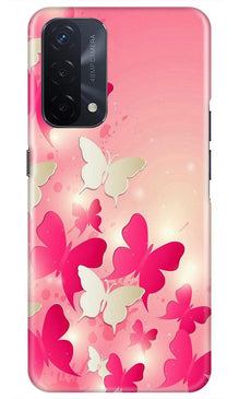 White Pick Butterflies Mobile Back Case for Oppo A74 5G (Design - 28)