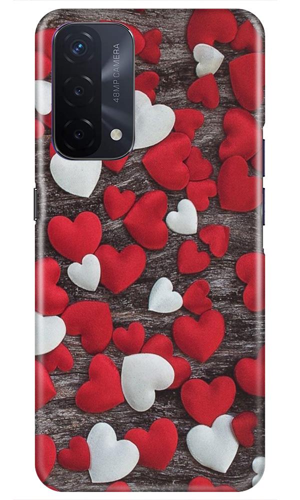 Red White Hearts Case for Oppo A74 5G(Design - 105)