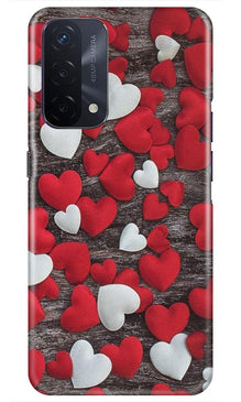 Red White Hearts Mobile Back Case for Oppo A74 5G  (Design - 105)