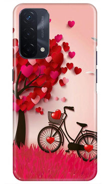 Red Heart Cycle Mobile Back Case for Oppo A74 5G (Design - 222)