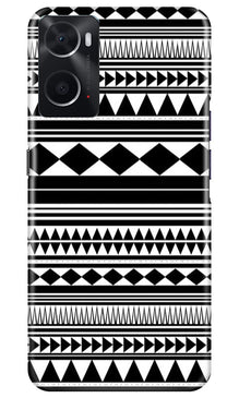 Black white Pattern Mobile Back Case for Oppo A96 (Design - 5)