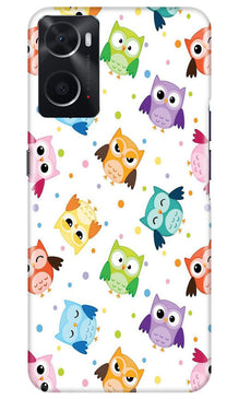 Owl Baground Pattern shore Mobile Back Case for Oppo A96 (Design - 13)