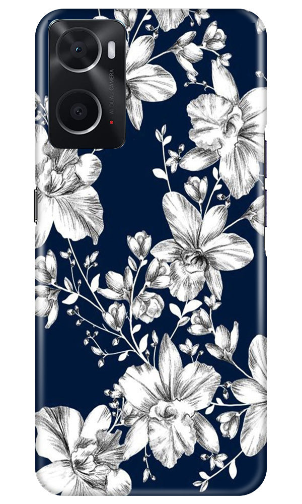 White flowers Blue Background Case for Oppo A96