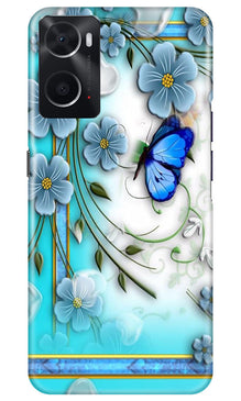 Blue Butterfly Mobile Back Case for Oppo A96 (Design - 21)