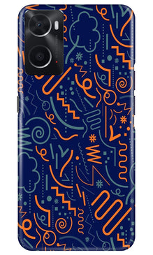 Line Art Baground Mobile Back Case for Oppo A96 (Design - 26)