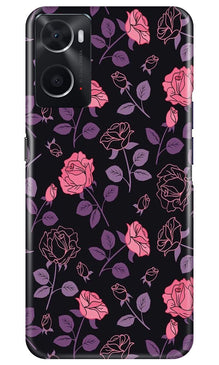 Rose Black Background Mobile Back Case for Oppo A96 (Design - 27)