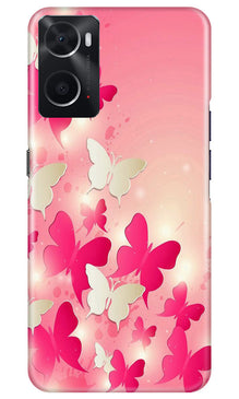 White Pick Butterflies Mobile Back Case for Oppo A96 (Design - 28)