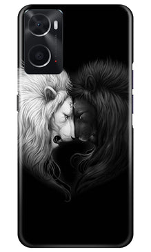 Dark White Lion Mobile Back Case for Oppo A76  (Design - 140)