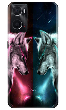 Wolf fight Mobile Back Case for Oppo A96 (Design - 190)