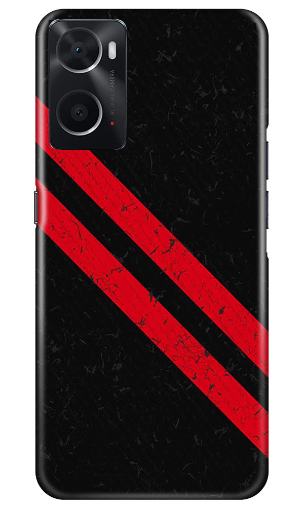 Black Red Pattern Mobile Back Case for Oppo A96 (Design - 332)