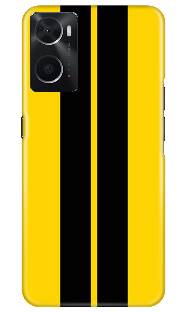 Black Yellow Pattern Mobile Back Case for Oppo A76 (Design - 336)