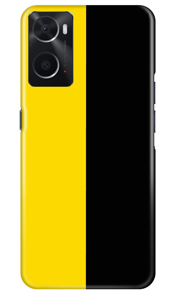 Black Yellow Pattern Mobile Back Case for Oppo A96 (Design - 354)