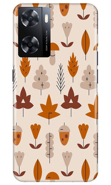 Leaf Pattern Art Mobile Back Case for Oppo A77s  (Design - 132)