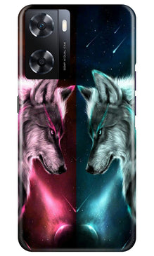 Wolf fight Mobile Back Case for Oppo A77s (Design - 190)