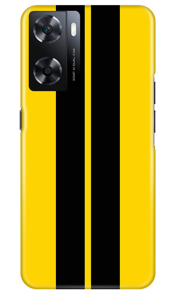 Black Yellow Pattern Mobile Back Case for Oppo A77s (Design - 336)